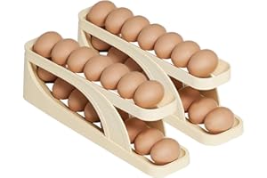 Dicetris Hueveras para Frigorífico, Organizador Huevo Nevera, Portahuevos rodante para refrigerador, Rodante Soporte para Huevos Nevera, Porta Huevos Rodante, Organizador de Huevos para Nevera
