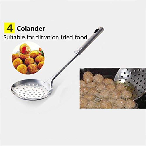 zooarts 5 Stück Edelstahl Küchenutensilien-Set Küche Kochen Tools Löffel Spatel Schöpflöffel - 9
