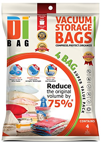 DIBAG ® 4 Vacuum komprimierte Speicherung platzsparend Beutel 70 x 50 cm, für Kleidung, Bettdecken, Bettwäsche, Kissen, Vorhänge und vieles mehr.