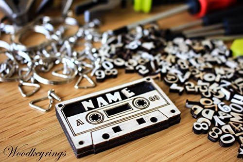 Cassette Music Tape Keyrings Personalised Handmade Gifts Wood Keyring with Gift Box