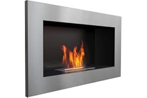 Cheminée Bio éthanol KRATKI Cheminée Murale décorative Golf Noir Verticale 374mm x 648mm TÜV - Testée Rhénanie avec vitre