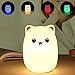 Produktbild JZK Rosa Bär Silikon LED Nachtlicht, Warmweiß Light + einfarbiges Light + buntes Gefälle Light, USB wiederaufladbare Nachttischlampen Geschenk zum Kinder Baby