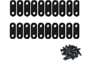 WYSUMMER Black Flat Brace, 20Pcs Metal Mending Brackets Straight Corner Braces With 40Pcs Screws