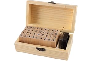 Foreverup Set Timbri Lettere Alfabeto, 36 Pezzi Set di Timbri Alfabeto, Set di Numeri Lettere Alfabeto, con Scatola di Immagazzinaggio per DIY Diario Regalo Artigianale