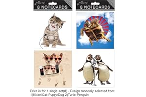 ATLONA Tallon 8 Large Square Note Cards Crazy Animals Design - Pack of 8 (Random Design)