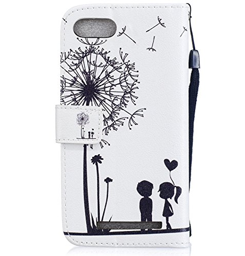 Wiko Lenny 3 Funda  ocketcase   Flip Libro de PU Cuero Leather Protectora Case Cover con Cierre Magn  tico Funci  n de Soporte Billetera Tapa Carcasa para WIKO LENNY 3 - Diente de le  n Amor