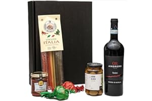 ‎FABELHAFTE GESCHENKE Geschenkset für Genießer mit hochwertigem Rotwein aus Sizilien, italienischer Pasta, Sugo und Oliven