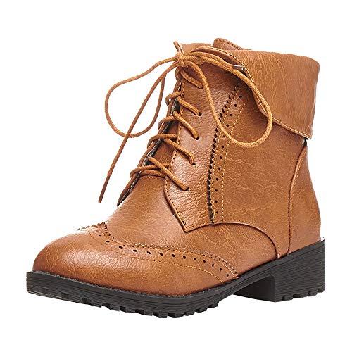 Clearance Womens Martin Boots Retro Round Toe Leather Winter