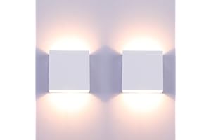 Glighone LED Wandleuchten innen, 2Pcs LED Wandleuchte Up Down 6W Modern, LED Wandlampe für Wohnzimmer, Schlafzimmer, Flur, Balkon, Treppenhaus - Warmweiß