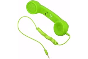 HEYLAS Zestaw słuchawkowy w stylu retro z głośnikiem, mikrofonem, słuchawki do smartfonów i telefonów komórkowych, tabletów, komputerów PC, retro okablowane słuchawki telefoniczne, antyadrowanie, 3,5 mm