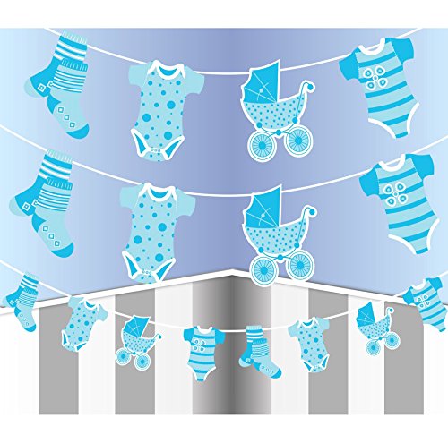 Newborn Baby Boy Themed Pennant Card Bunting Indoor/Outdoor Baby Party Decoration Banner Approx 2.5 Metres
