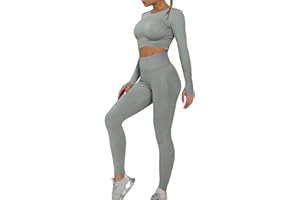 OEAK Abbigliamento Sportivo da Donna Set 2 Pezzi Top Sportivo e Vita Alta Leggings Yoga Tuta Ginnastica Completo Tuta per Running Yoga Fitness