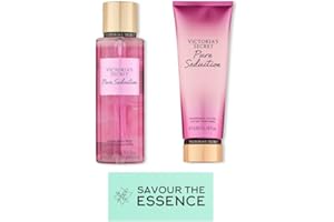 SAVOUR THE ESSENCE VS Pure Seduction Body Mist and Lotion 2 Pack | Gift Set with QR Code for Positive Affirmations