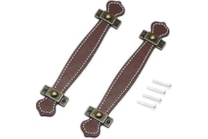 LOGYUA Pack of 2 Modern Style Surface Leather Furniture Handles, Leather Door Pull Handle (Brown)