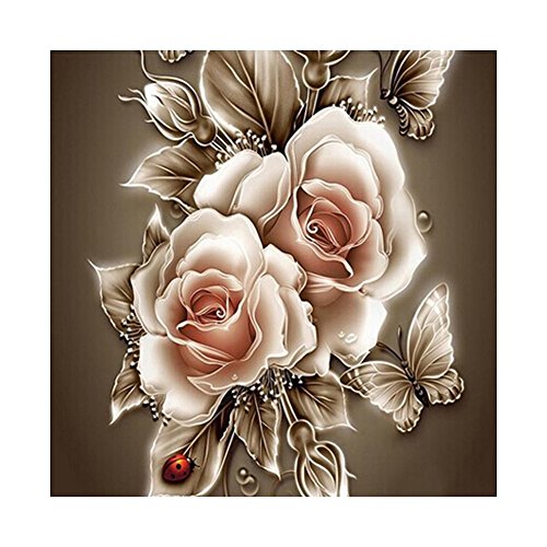 Amazingdeal365 Motiv-alte Modisch Rose 5D DIY Diamond Stickerei Malerei Kreuzstich für Balkon,Terasse,Café,Kinderzimmer,Wohnzimmer, Schlafzimmer, Arbeitszimmer usw.