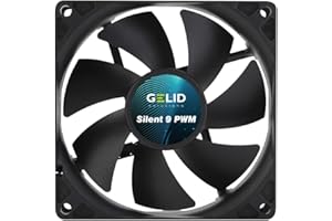 Gelid Solutions Silent 9 PWM Black Ventola 92 mm Funzionamento silenzioso Pale della ventola ottimizzate Flusso d'aria elevato Connettore 4 pin RPM 1500 92 x 92 x 25 mm Nero
