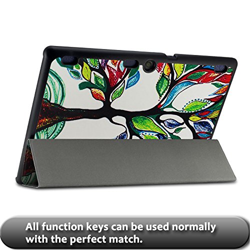 Infiland Lenovo Tab 2 A10-70 / Tab 2 A10-70L / Tab 2 A10-70F / Tab 2 A10-30F / Tab 2 A10-30L / Tab 3 10 Business/ Tab3 10 Plus Hülle Case, Ultra Dünn Tri-Fold Smart-Muschel PU Leder Schutzhülle für Lenovo Tab 2 A10-70 / Tab 2 A10-30 / Tab 3 10 Business/ Tab3 10 Plus 10,1 Zoll Tablet (mit Auto Schlaf / Wach Funktion)(Fröhlicher Baum) - 7