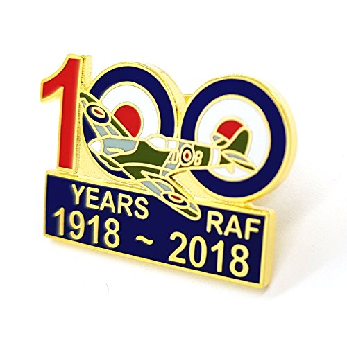 Commemorating 100 Years of 1st World War WW1 The Royal Air Force RAF 1918-2018 British Army Royal Navy Spitfire Planes Fighter Jet Lest We Forget Poppy Remembrance Day Fallen Heroes We Will Remember Collectable Souvenirs Centenary Pin Badge Metal Enamel Lapel Brooch Novelty Collectable Gift Jewellery for Clothes Shirt Jackets Coats Tie Hats Caps Bags Backpacks (100 years of RAF)