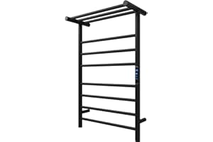 KWW Beheizter Handtuchhalter, Fernbedienung mit APP Tuya, Handtuchwärmer mit Timer, an der Wand Befestigter Heißer Handtuchwärmer für Badezimmer (Mattschwarz, 7+3Bars)