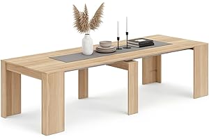 duehome | Mesa de Comedor, Consola, Mesa Extensible, Mesa para Salon, Recibidor o Cocina, Acabado en Roble Canadian, Modelo Denis, Medidas: 50-235 cm (Largo) x 90 cm (Ancho) x 78 cm (Alto)