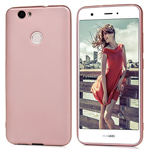 Lanveni Huawei Nova Hülle, Handyhülle Huawei Nova Hülle Etui Protective Case Cover TPU Silikon Schutzhülle Bumper Handytasche TPU-Bumper Weiche Silikon Case mit Glänzender Oberfläche Cover Design (Rose Gold) + 1 x Stylus Stift + 1 x Staubdichte Stecker - 2
