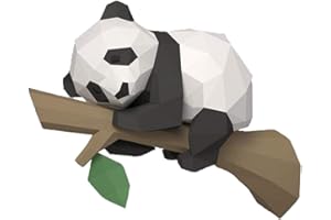 Gichusizy Modèle de Papier Animal 3D, Panda sur l'arbre GéOméTrique pour la DéCoration IntéRieure, DéCoration Murale, éDucatifs pour Enfants, A