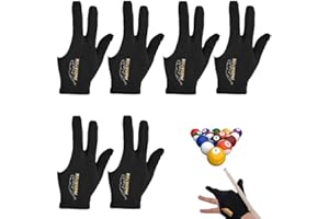 XPEX 6 Stück Billardhandschuhe, 3-Finger-Design, professionelle Snooker-Handschuhe, Unisex, ausziehbar, Billardzubehör (schwarz)