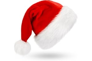 BOSONER Weihnachtsmütze Nikolausmütze Plüsche Weihnachtsmann Mütze: Rote Santa Mütze Warm Dicker Nikolaus Mütze - Weihnachtsmütze Erwachsene Weihnachtsmütze für Kinder - Familie Weihnachten