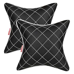 AUTOFIT Double Quilted Car Cushion Combo Set UNIVERSAL FOR ALL CARS (Set of 2 pieces) Black And Silver