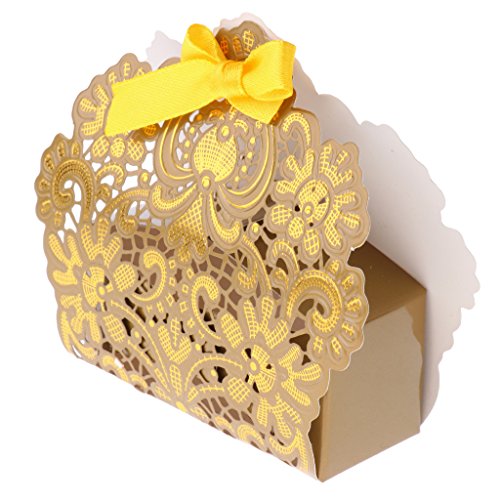 Gazechimp Süßigkeiten Boxen mit Band Geschenkboxen Hochzeit Party Set/50 Stück – Gold, 7,9 x 3,2 x 9,5 cm - 6