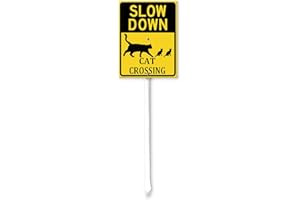 Geroclonup Cartello con gatto Slow Down Cat Crossing Sign con paletto per esterni 20 x 30 cm cartello da cortile antiruggine per esterni cartello in alluminio per giardino prato strada all'aperto