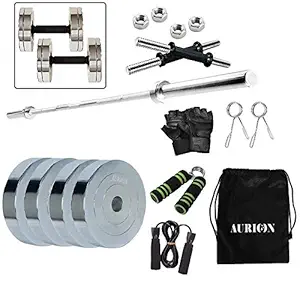 Aurion 10 Kg Chrome Steel Weight Plates Home Gym Pack
