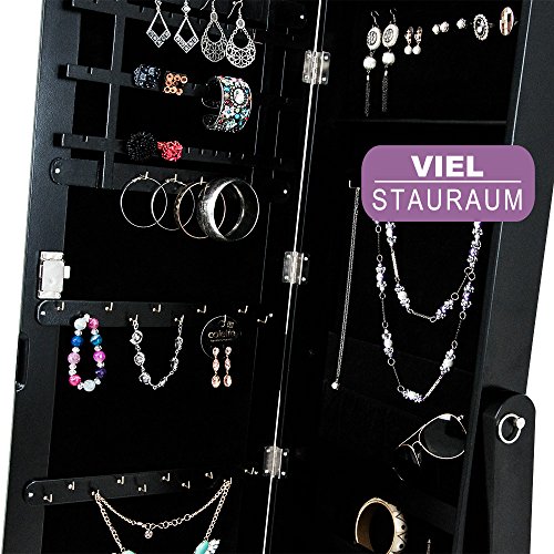 Deuba-Armoire--Bijoux-Moderne-avec-Miroir-et-tiroirs-Blanc-ou-Noir-Rangement-Accessoires