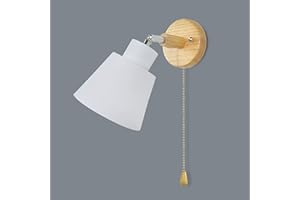 LZGS GO SWING BANDS Lampada Da Parete Con Interruttore A Fune Rotazione Libera Di 350° Lampada Da Comodino Macaron Vintage Moderna E27 Lampada Da Parete In Legno Adatto Per Soggiorno E Camera Da Letto（Bianco）