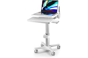Kalolary Medical Trolley Mobile Laptop Cart, Height Adjustable Medical Monitor Rolling Lab Cart Telemedicine with Oral Scanner Holder and Drawable Keyboard Shelf for Hospital Beauty Salon Clinic