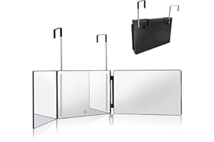 hagvot 3 Wege Spiegel, Wiederaufladbarer LED 360 Grad Spiegel, Höhenverstellbar Bis 21 Zoll, Verbesserter Tragbarer Schminkspiegel mit Beleuchtung zum Haareschneiden