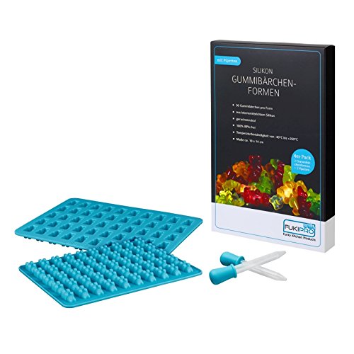 4er Pack Silikon Gummibärchenformen mit Pipetten - bestehend aus 2 Gummibärchenformen und 2 Pipetten inkl. Rezept