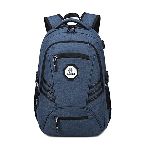 Herren Damen schlank Laptop Rucksack 15 6 Zoll Business Rucksack leichte wasserdicht Schulter Notebook Rucksack mit USB-Port  marineblau A 