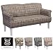 Produktbild Cavadore 3er Sofa Pasle für Küche, Esszimmer / Kleines Sofa mit Federkern im Landhausstil / Inkl. Armteilfunktion / Holzfüße weiß / Größe: 181 x 98 x 81 cm (BxHxT) / Braun kariert