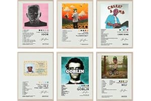GLRSSN, Set di 6 poster stampati su tela, motivo copertine degli album di Tyler The Creator autografate, decorazione artistica da parete, per dormitorio, 20,3 x 25,4 cm