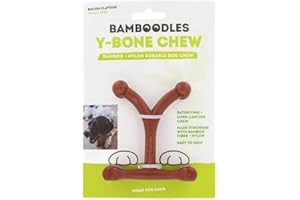 Bamboodles Y-Bone Dog Chew Toy – Small | Bacon Flavour | Durable Chew for Small Dogs | Long Lasting Dog Toy to Help Support Healthy Chewing