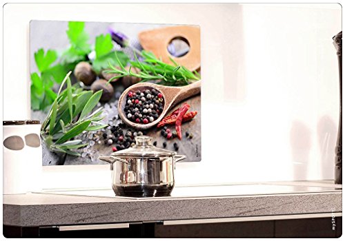 mySPOTTI moderner Spritzschutz Motiv Salt & Peper Salz und Pfeffer Aluminium Küche Herd Kochfeld - 2