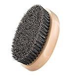 Wooden Beard Brush, PLEMO Boar Bristle Brush Best Facial Hair Comb with a Silver Storage Tin, Oval Shaped