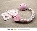 Personalised Baby DUMMY CLIP | Pacifier Holder with preffered name - girls motif rose heart | Beststeller from Germany
