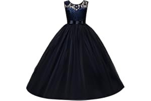 IBTOM CASTLE Vestido de niña de flores para la boda Niños Largo Gala Encaje De Ceremonia Fiesta Elegantes Comunión Paseo Baile Pageant Damas De Honor Coctel Vacaciones Noche De Princesa Tutu Cumpleaños Fotografía