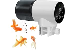 CJBIN Distributeur Nourriture pour Poisson, Distributeur Aquarium Automatique Réglable à 3 Vitesses, Rotative à 360°Mangeoire Automatique avec Minuterie pour Poisson de Bassin, Aquarium Tortues