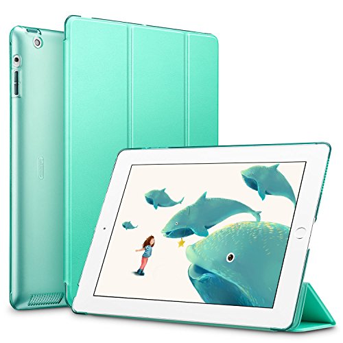 iPad 2 / 3/ 4 Hülle, ESR® Yippee Series Auto Aufwachen/Schlaf Funktion Wickelfalz PU Ledertasche mit Durchschaubar Rückseite Schutzhülle für iPad 2 3 4 (Grün)