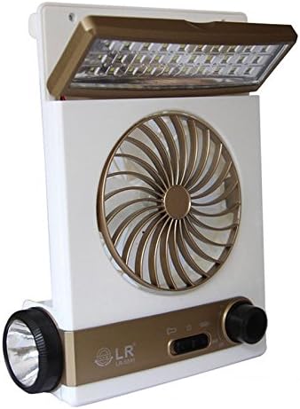 2-in-1 AC Rechargeable/Solar Power Camping Fan Light Tent LED Lantern Cooler