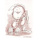 Original Rötelzeichnung auf Zeichenkarton: Peanuts Linus van Pelt / 24x32 cm