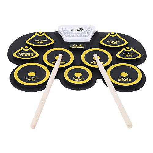 ammoon Silicone Portable Foldable Digital USB Midi Roll-up Electronic Drum Pad Kit with Stick and Foot Pedal